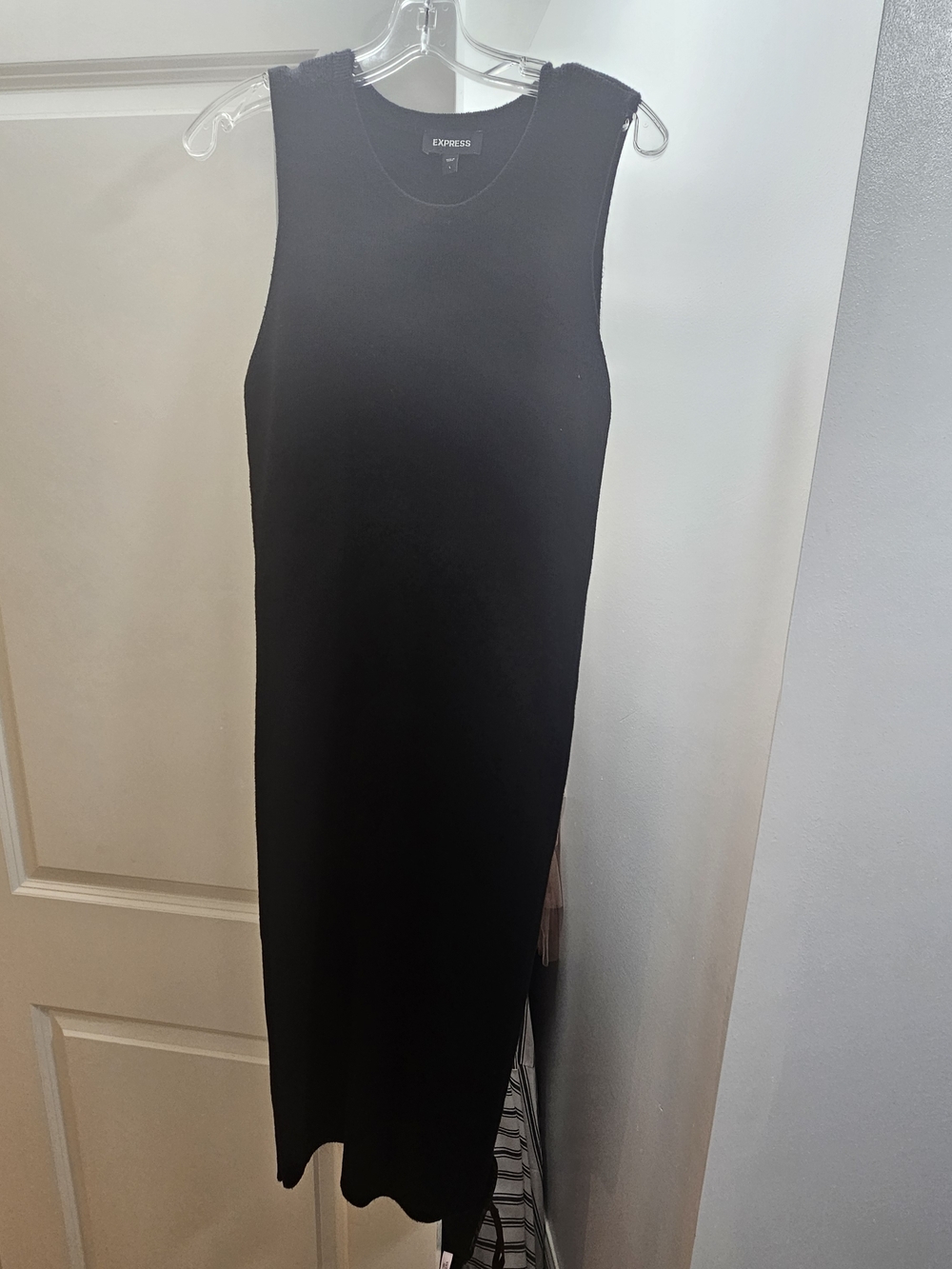 Express Black Sleeveless Midi Ribbed Dress